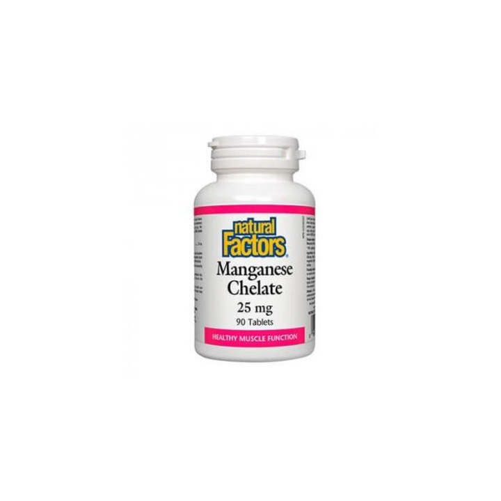 Хранителна добавка, NATURAL FACTORS, MANGANESE CHELATE 25mg, 90 tabl