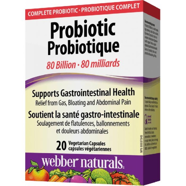 Хранителна добавка 80 млрд. активни пробиотици WEBBER NATURALS, PROBIOTIC 80 BILION, 20 капсули