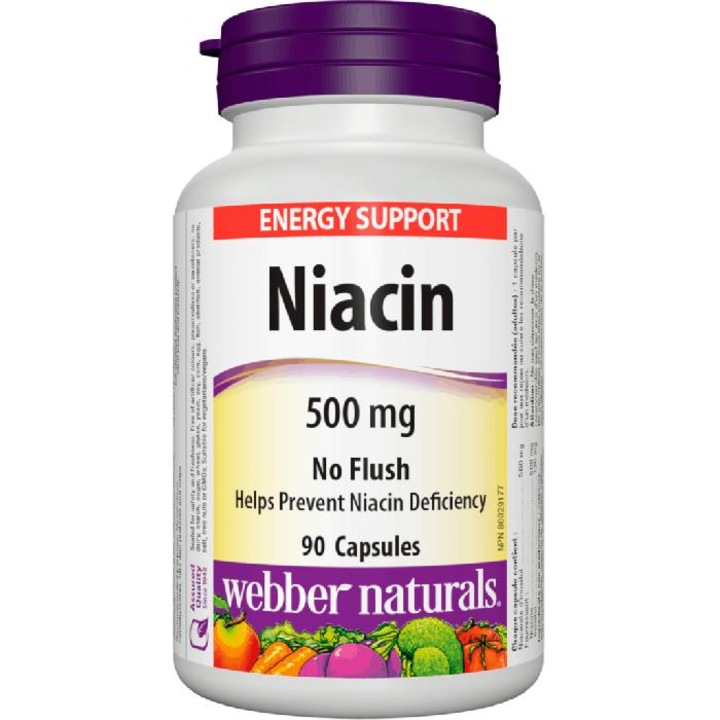 Хранителна добавка WEBBER NATURALS, NIACIN 500mg, 90 капсули