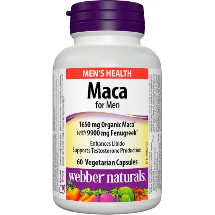 Хранителна добавка-повишава мъжкото либидо и енергията, WEBBER NATURALS, MACA FOR MEN, 60 caps