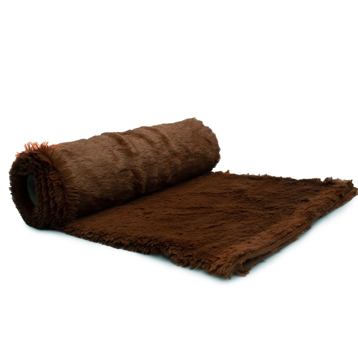 Tricotaje Polare blana, Par Minky Shaggy 18 mm, culoare Caramea, dimensiune 50 x 160 cm