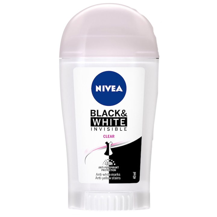 Deodorant stick Nivea Deo Invisible for Black&White Clear feminin, 40 ml
