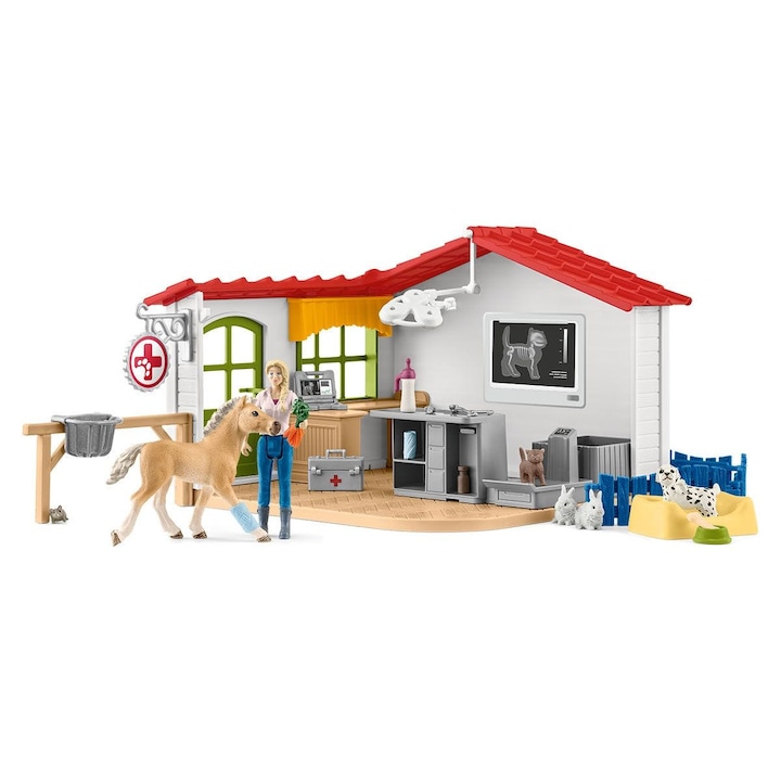 Schleich állatorvosi rendelő háziállatokkal figura