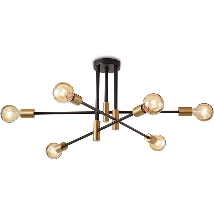 Candelabru modern Nordic, Toolight, Fier, E27, Negru