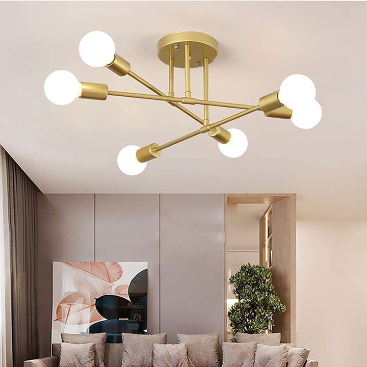 Candelabru modern Nordic, Toolight, Fier, E27, Auriu