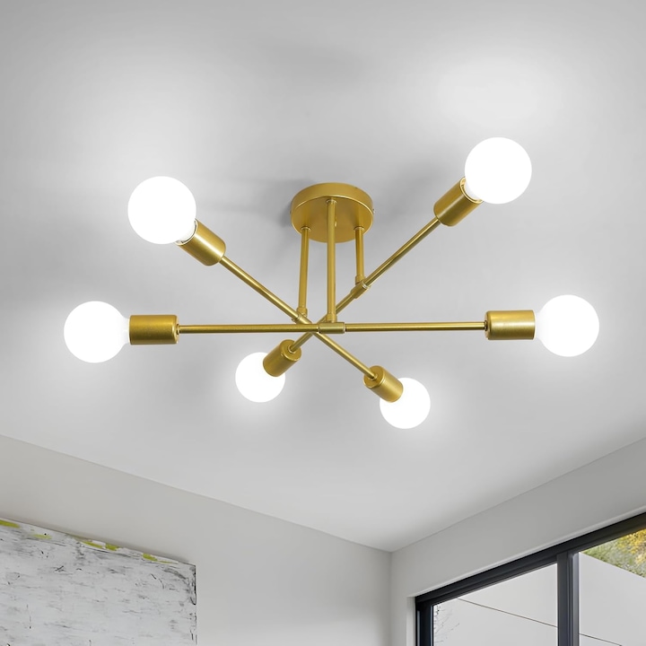 Candelabru modern Nordic, Toolight, Fier, E27, Auriu