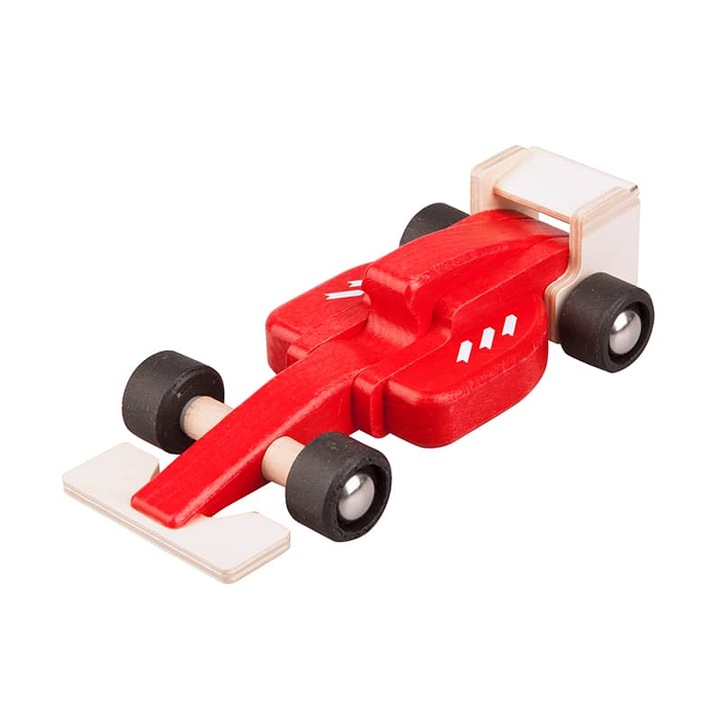 Formula F játékautó, Lobito, bükkfa, piros, 19×9×6 cm
