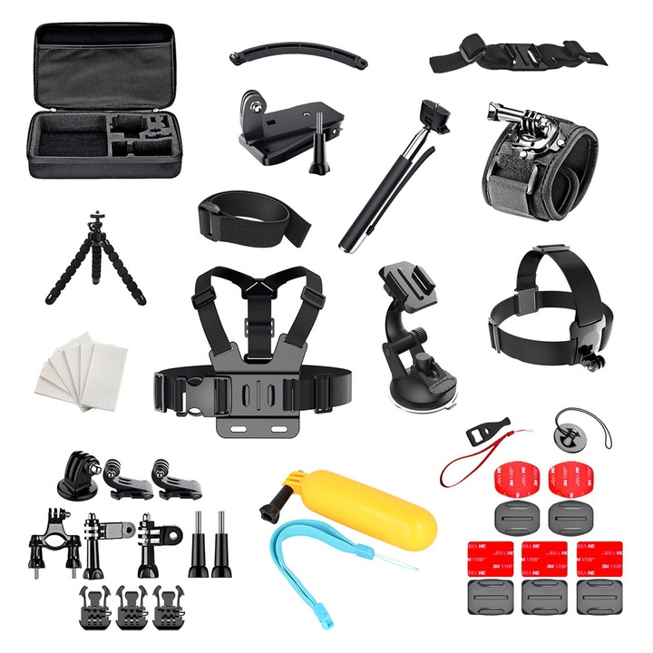 50db Kiegészítőkészlet GoPro Hero Sony Xiaomi Y akciókamerához Extrém sportokhoz tervezett fekete KOF-BBL4682