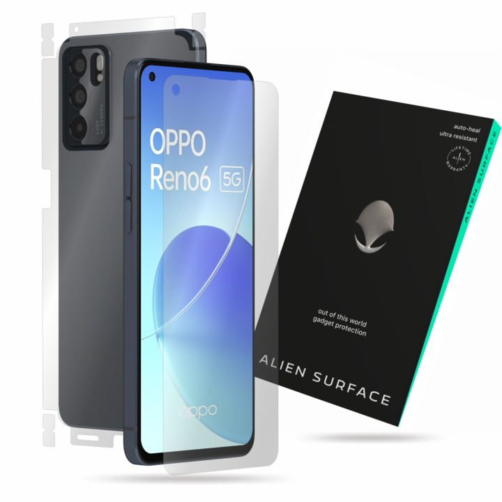 Alien Surface fólia, Oppo Reno6 5G-hez, képernyővédő, hátlap, oldal