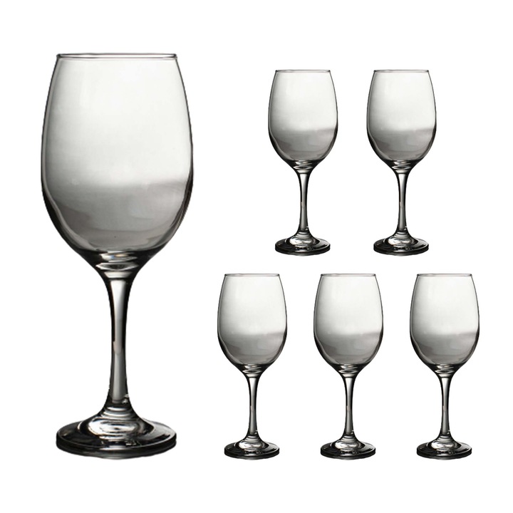 Set 6 pahare cu picior din sticla, Cesiro, 470 ml