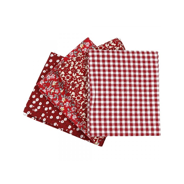 Patchwork szövet, 45x55cm - 4 db, piros