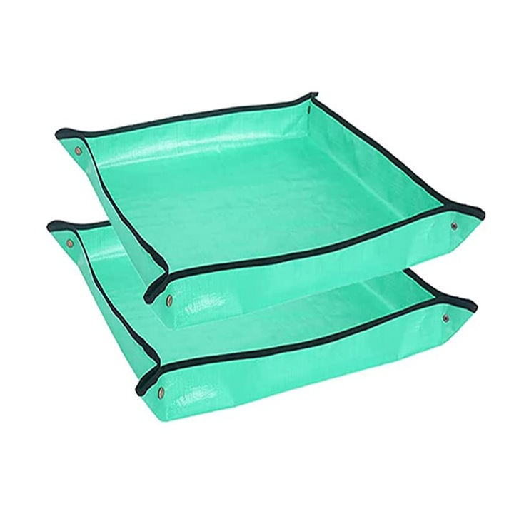 Set 2 covorase pentru replantarea plantelor, 100x100 cm, PVC, Verde