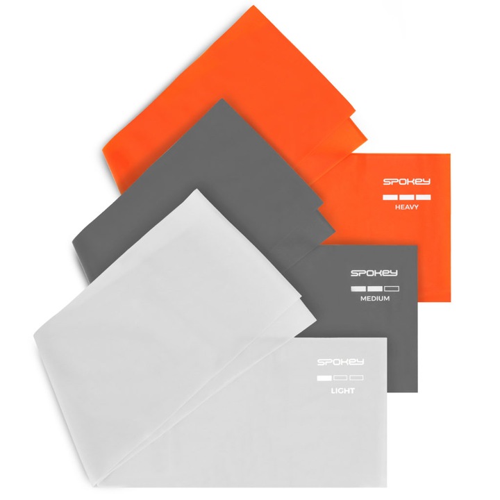 Set 3 benzi elastice Spokey Ribbon 225×15 cm, 3 dificultati, culori diferite