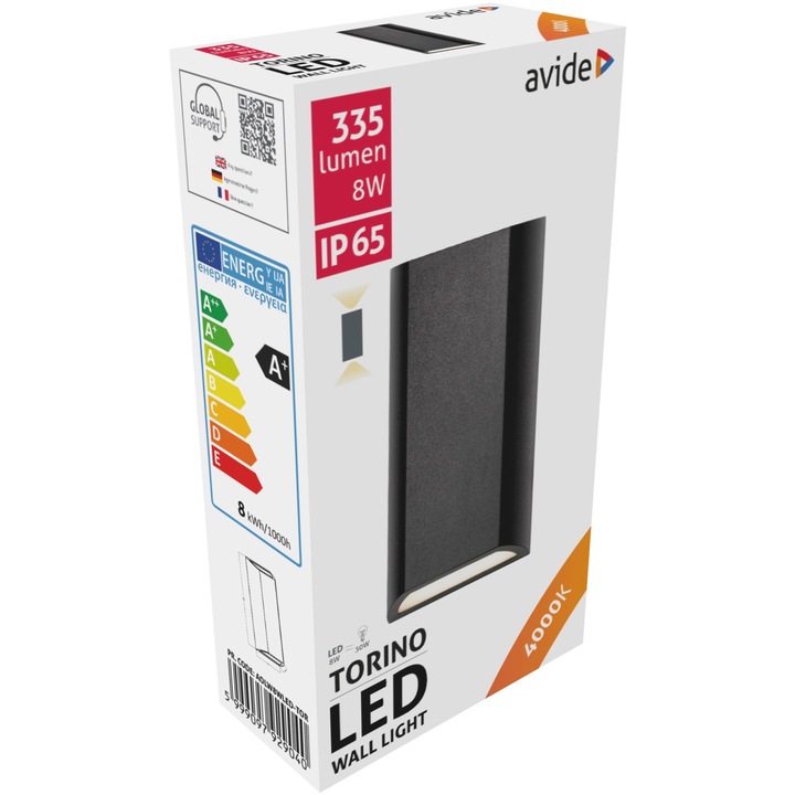Avide kültéri fali lámpa Torino LED 8W NW IP65