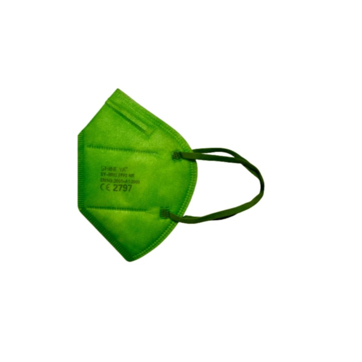 Set 5 masti de protectie FFP2/KN95, calitate premium, CE 2797, ShineYa, culoare verde