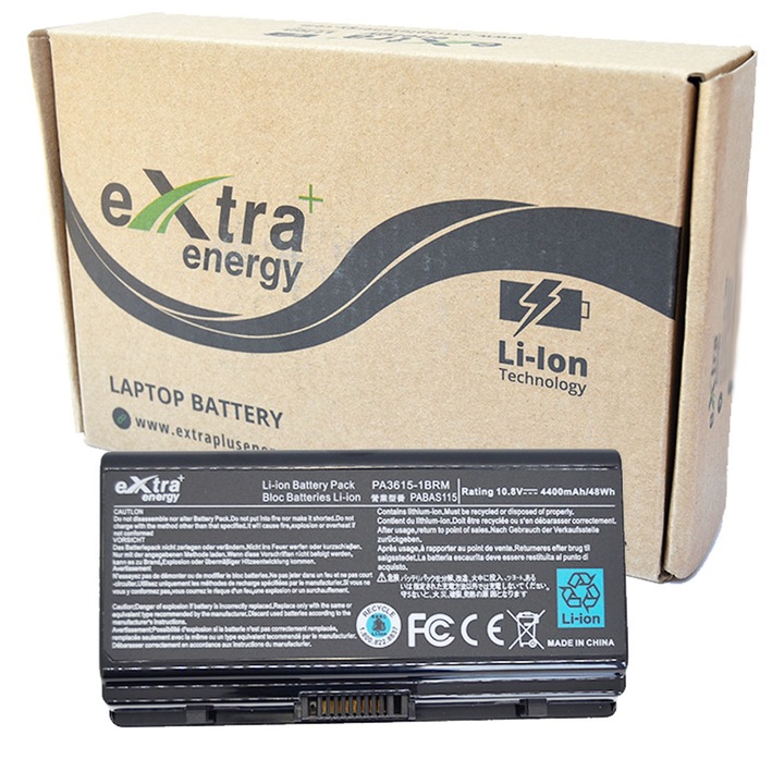Laptop akkumulátor, Toshiba Satellite L40/L45/L401/L402/PA3615U, 4400 mAh, 10,8 V, fekete