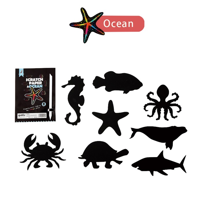 Set hartie razuibila Magic Paper (ocean, 1 set/8 bucati)