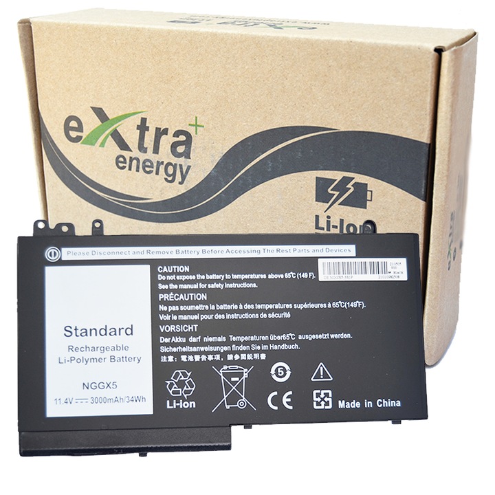 Laptop akkumulátor, Dell Latitude E5270/E5470/NGGX5/RDRH9, 3000 mAh, 11,4 V, fekete