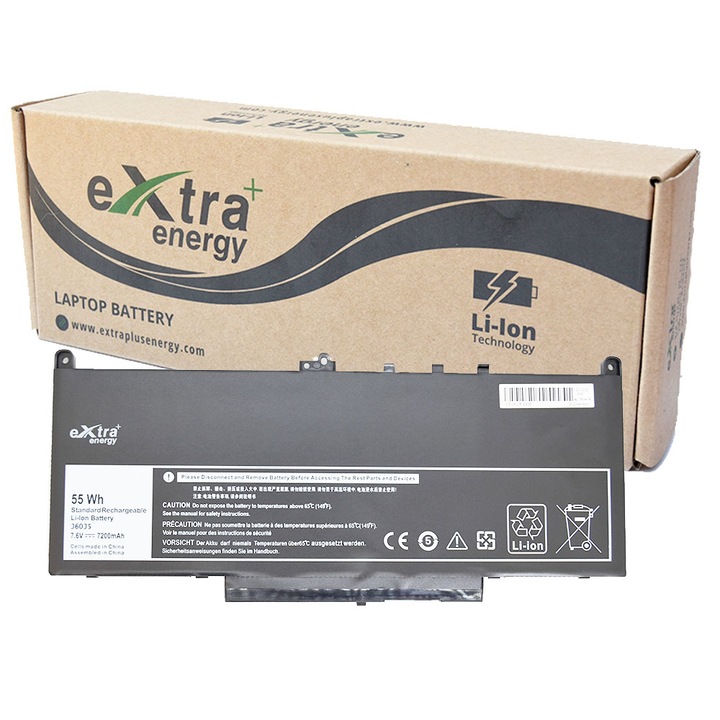 Laptop akkumulátor, Dell Latitude E7270/E7470 /J60J5/R1V85/MC34Y, 7200 mAh, 7,6 V, fekete