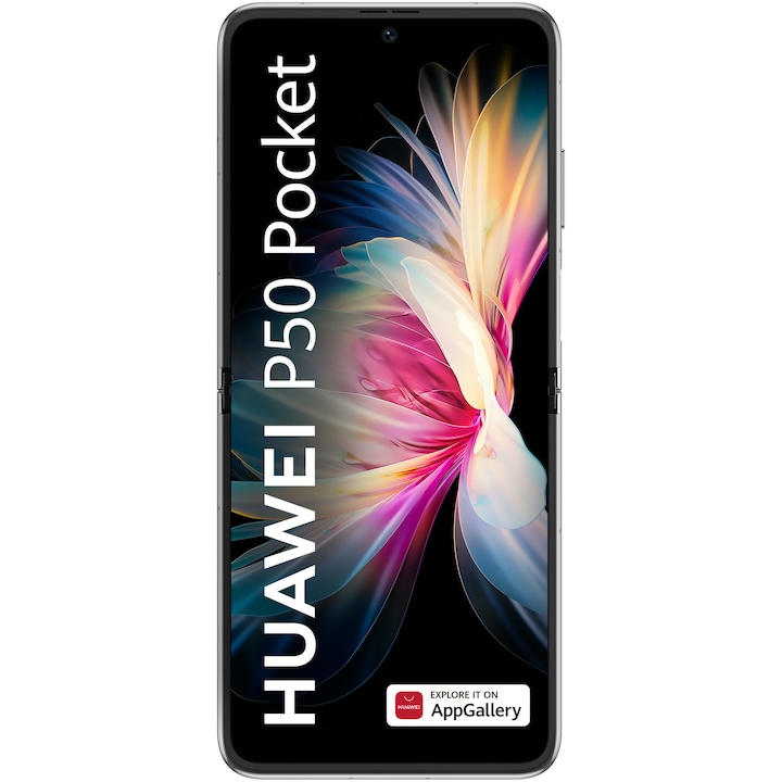 Huawei P50 Pocket Mobiltelefon, Kártyafüggetlen, Dual SIM, 256GB, 8GB RAM, LTE, Fehér
