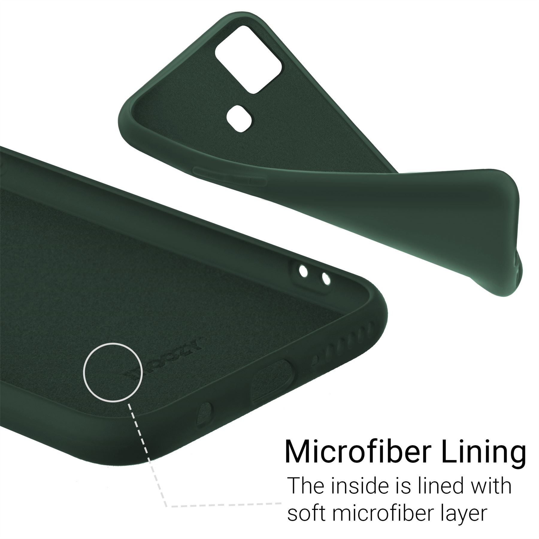 Husa din silicon, Moozy, pentru Samsung Galaxy A21s, Verde inchis, interior din microfibra