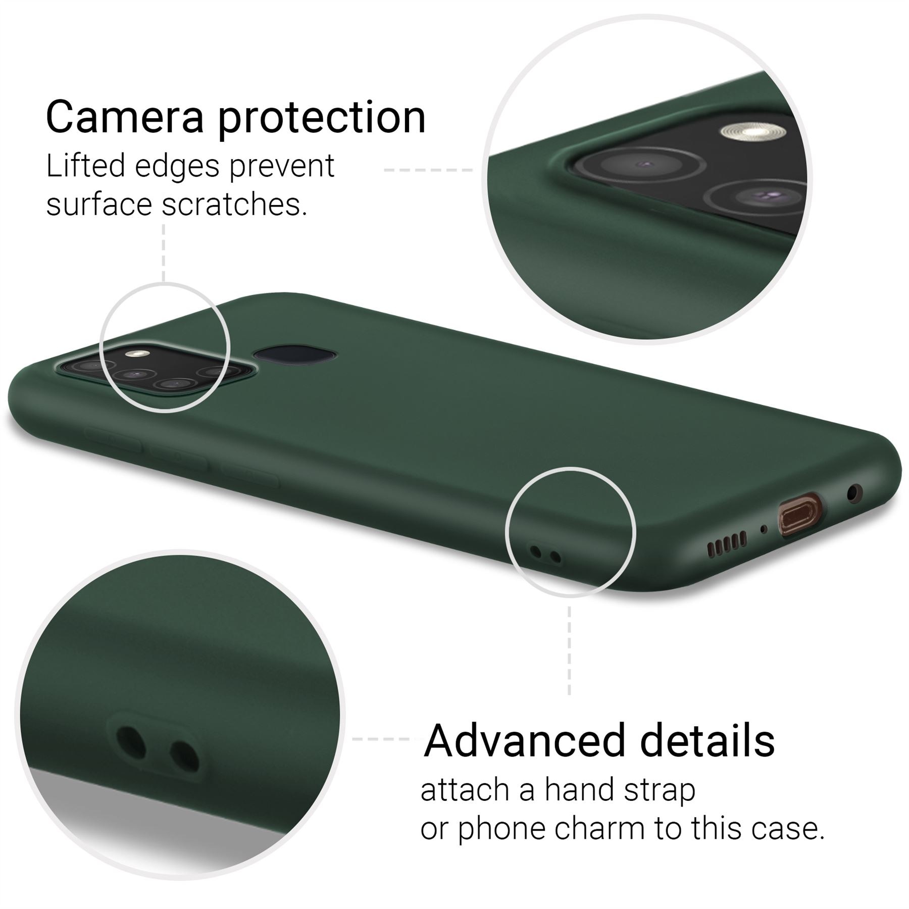 Husa din silicon, Moozy, pentru Samsung Galaxy A21s, Verde inchis, interior din microfibra
