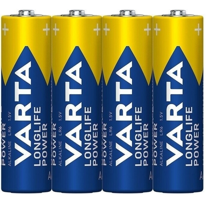 Set 4 Baterii alcaline Longlife POWER, Varta, AA 1.5v MIGNON LR6