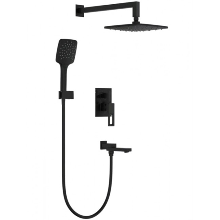 Set de dus incorporat in perete, functie ploaie, negru, Gappo