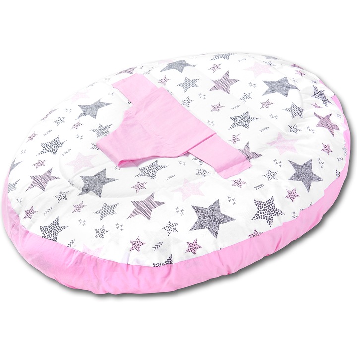 Мултифункционалната възглавница Hanna Plus All Pink Stars, Може да се трансформира в възглавница за бременни, кърмачки и бебешки шезлонг