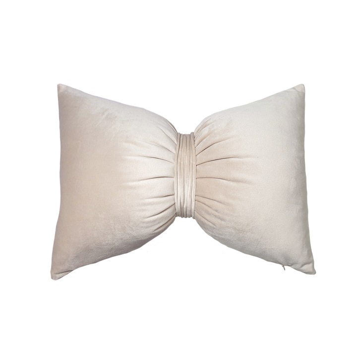 Perna decorativa fundita, catifea premium, bej, 30x45cm