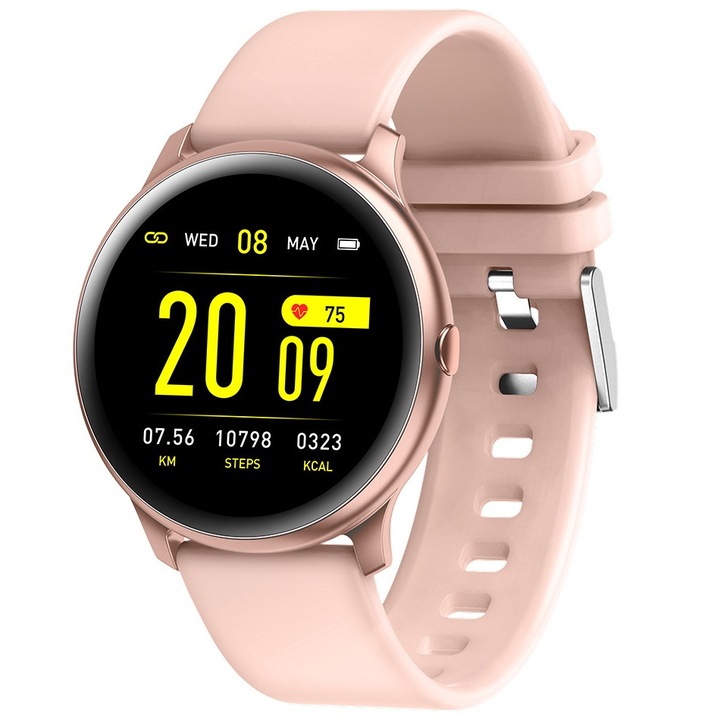 SmartWatch LikeSmart™ KrazyFit, 1,3“, пулсов оксиметър SpO2, кръвно налягане, сърдечен ритъм, известия от социалните мрежи, спортни режими, розов Slim