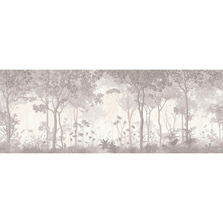 Fototapet Floral, Padurea in nuante roz pal, 150x 200cm, Multicolor, Lavabil, Orice incapere