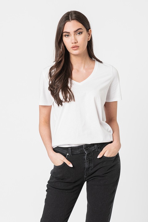 Marc O'Polo, Свободна тениска с шпиц деколте, Бял