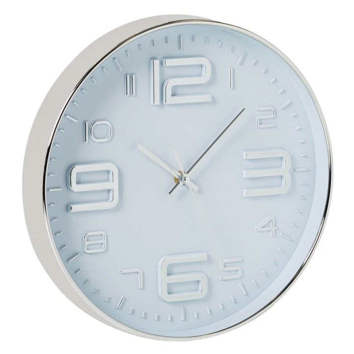 Стенен часовник MCT, модерен дизайн, сребро, 30 см