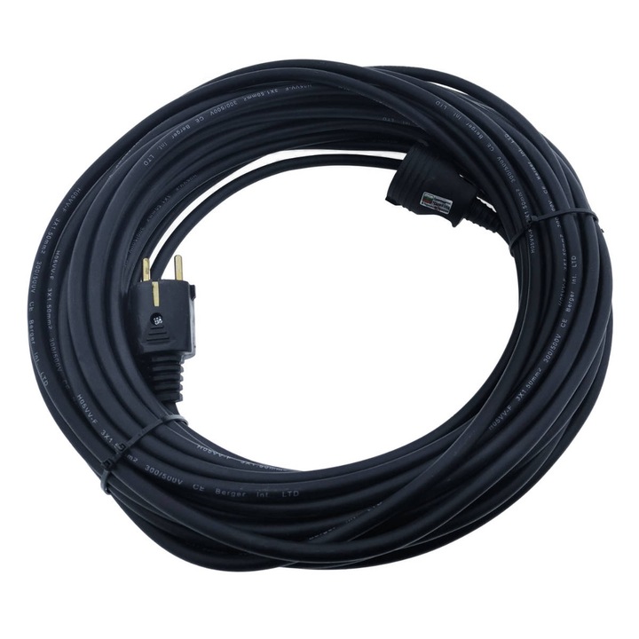 Cablu prelungitor, lungime 30m, pentru alimentare electrica, cu stecher si cupla cauciucate, material bachelita, negru Negru 1