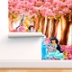 Fototapet pentru copii, Printesele Disney in parcul cu copaci roz, 100x 150cm, Multicolor, Lavabil, Orice incapere