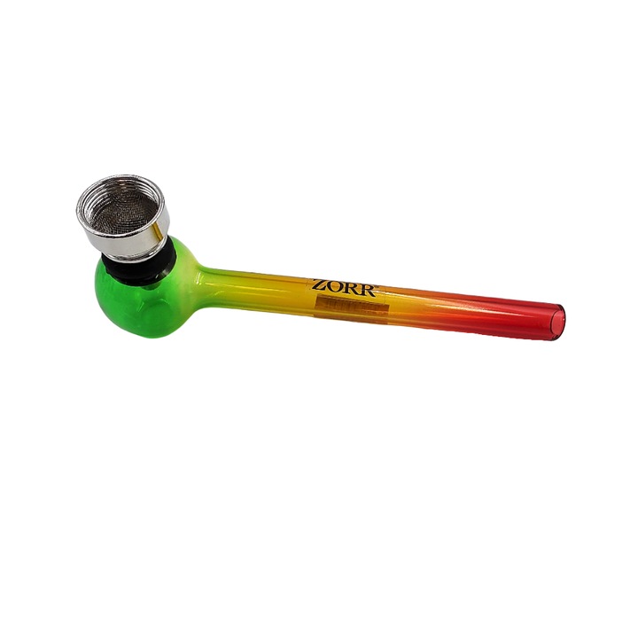 Pipa din sticla Zorr Rasta, multicolor, 12cm, 600365