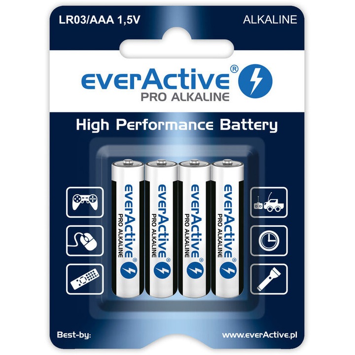 4 darab R3 AAA alkáli elemkészlet, everActive Pro Alkaline