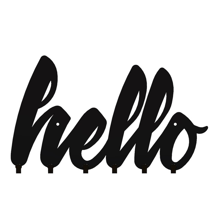 Закачалка за ключове SCUT PROTECTION SRL Hello, 6 куки, 15 x 25 см, Черен