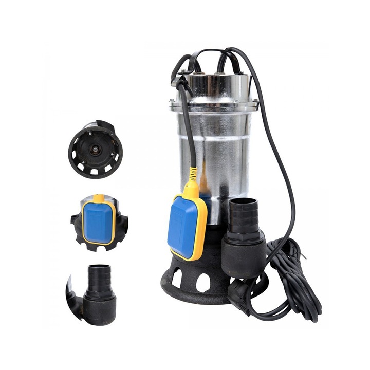 Помпа за мръсна вода с поплавък без хеликоптер, DDT, неръждаема стомана, SWP2550F, 2550 W, 25 mc/h