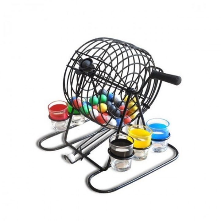 Bingo játék 6 shot pohárral, fekete