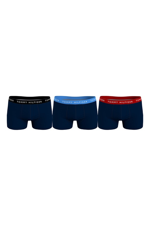 Tommy Hilfiger, Set de boxeri cu banda logo in talie - 3 perechi, Bleumarin