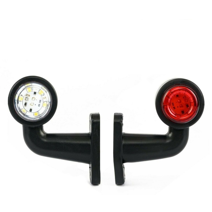 Set 2X Lampa Laterala LED Flexzon, Mini, 7.5cm, 12v - 24v, Rosu si Alb, Cot, Pentru Remorca, Camion