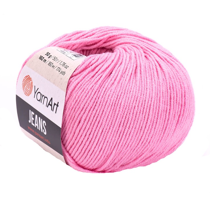 Fir Textil Yarn Art Jeans 36, pentru crosetat si tricotat, bumbac, roz, 160 m