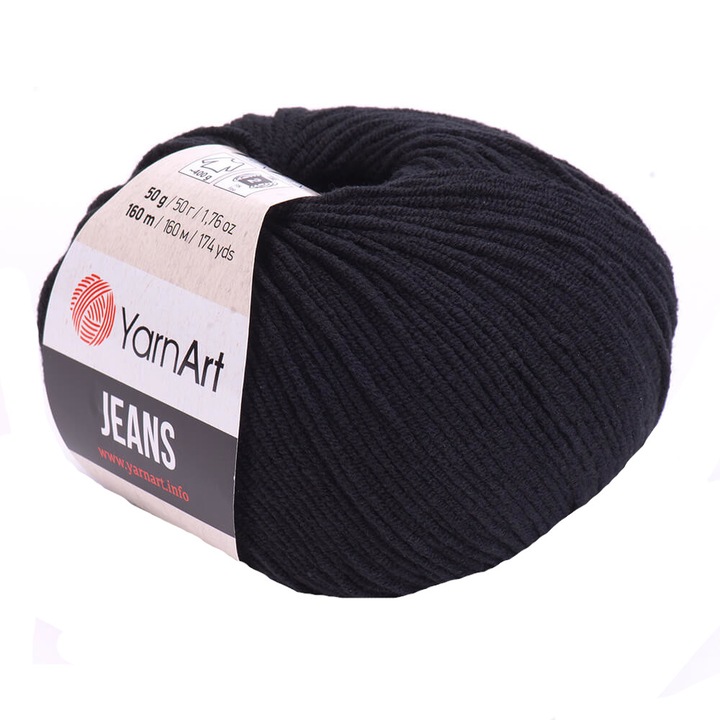 Fir Textil Yarn Art Jeans 53, pentru crosetat si tricotat, bumbac, negru, 160 m