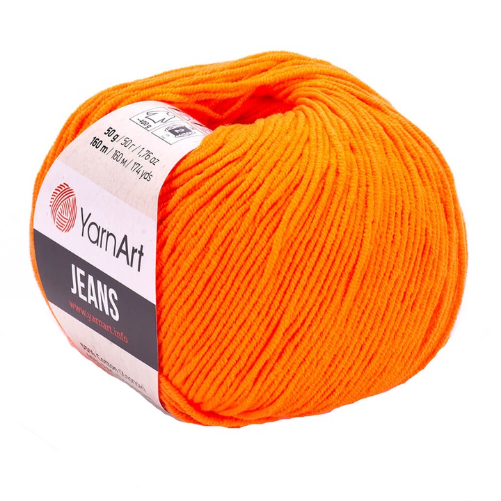 Fir Textil Yarn Art Jeans 77, pentru crosetat si tricotat, bumbac, portocaliu, 160 m