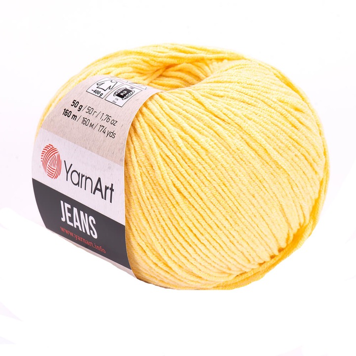 Fir Textil Yarn Art Jeans 88, pentru crosetat si tricotat, bumbac, galben, 160 m