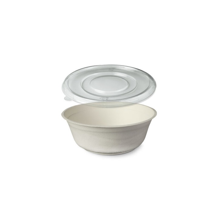 Set bol pentru salata biodegradabil 500 cc cu capac, 50 buc