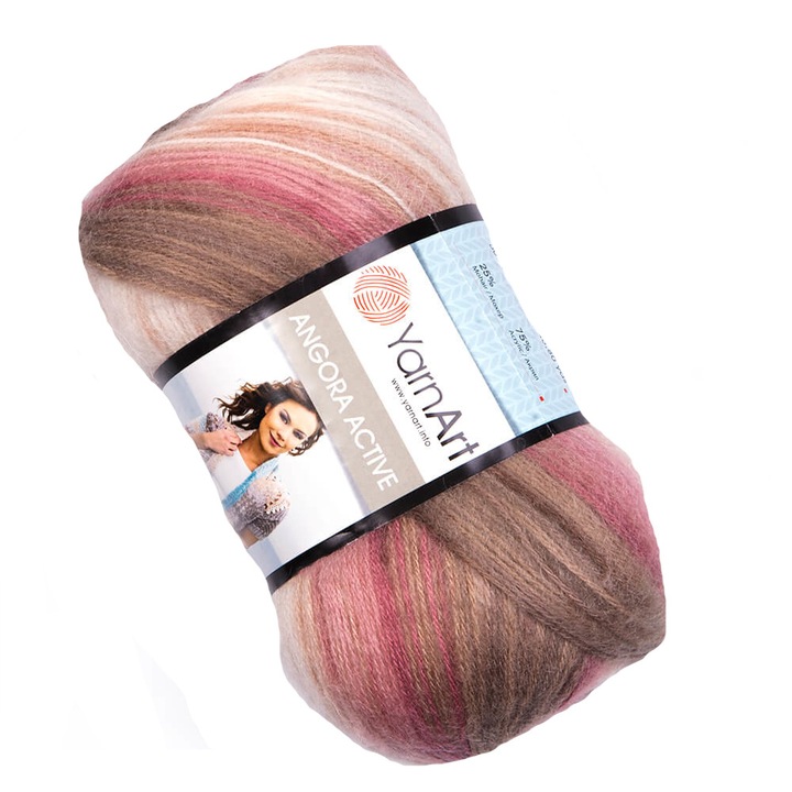 Fir Textil YarnArt Angora Active 853, pentru crosetat si tricotat, acril, multicolor, 500 m