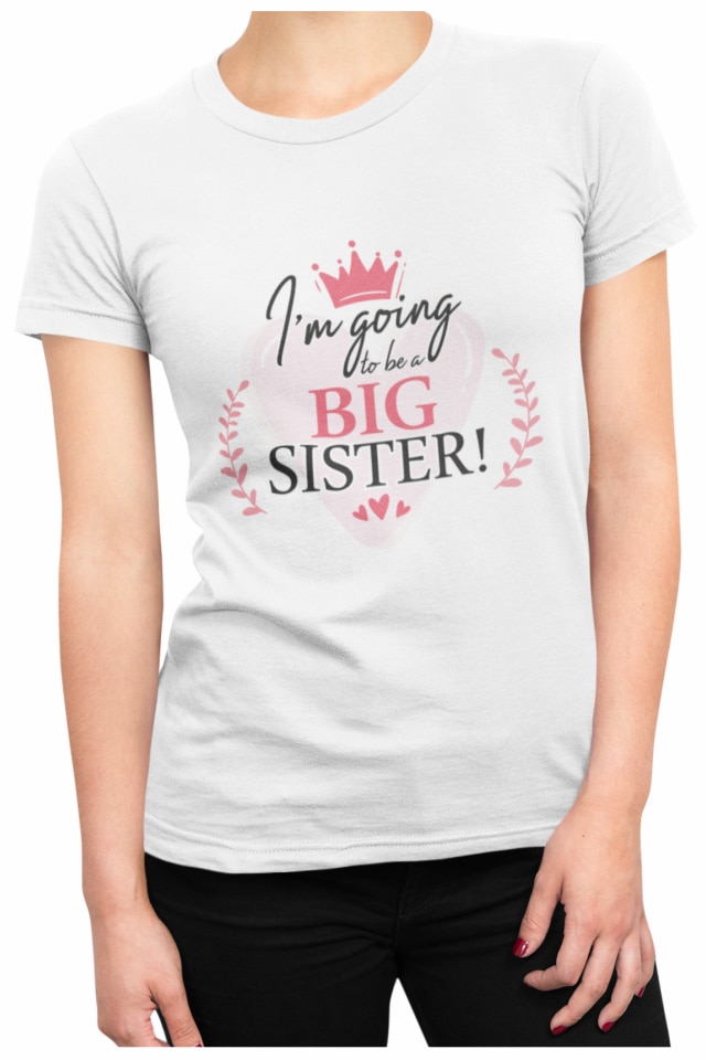 Tricou pentru fete, Priti Global, I'm going to be a big sister, Alb, 2XL eMAG.ro
